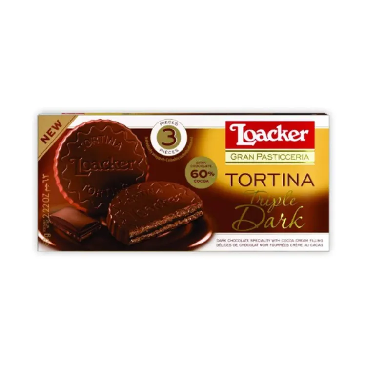 Optimum Quality Sweet Taste Cookies Biscuits Loacker Dark Chocolate Tortina 21 G X 3 X 12 for Wholesale Purchasers