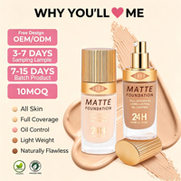 Fond de teint liquide vegan à couvrance totale en 18 couleurs, fini mat, imperméable, longue tenue, adapté à tous les types de peau
