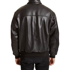 Blouson aviateur d'hiver élégant pour hommes High Street respirant léger peau de vache en cuir véritable col montant Logo avant - Product Image 6