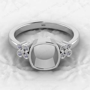 Haute qualité 925 argent Sterling plaqué or 8x8mm coussin CZ Semi montage blanc lunette réglage anneau bon composant de bijoux fins - Product Image 1