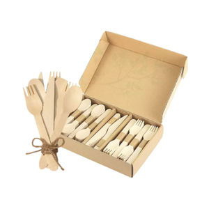 Volumen de compras Logotipo personalizado Impreso Biodegradable 165mm Cuchillo de madera de abedul Juego de cubiertos de viaje para cocina Fiesta Camping - Product Image 6