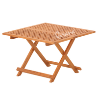 Table de pique-nique carrée pliable en teck léger, durable et résistante aux intempéries, idéale pour le camping, les hôtels, les écoles et l'entrée des bâtiments