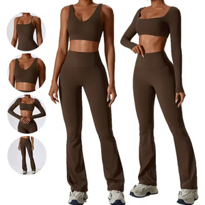 Conjunto de yoga Premium Material sólido duradero con patrón a cuadros Gimnasio Ropa deportiva para entrenamiento y ropa de gimnasio - Product Image 5