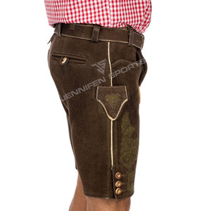 ผู้ชายสไตล์ใหม่สั้น Lederhosen Cowhide หนังนิ่มด้านหน้าปักปุ่มปิดด้านข้างและกระเป๋าด้านหลังพร้อมห่วงเข็มขัด - Product Image 4