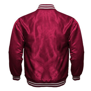 Factory Direct Men Satin Varsity Letterman <b>Jacket</b> Stand Collar Breathable Custom <b>Patches</b> & Colors Front Side Pockets - Product Image 2