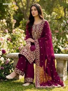 Costume Salwar en soie GMY pure fantaisie de créateur avec broderie et travail de séquence, vente en gros, approvisionnement en usine au prix le plus bas, mode féminine - Product Image 6