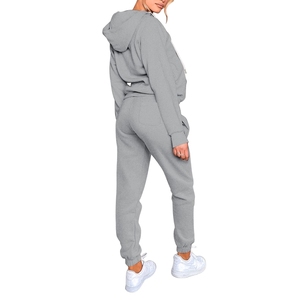 2023 Logo personnalisé femmes réfléchissant décontracté survêtement solide 2 pièces à capuche pantalon formation survêtement en gros hiver Jogging costume - Product Image 3