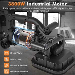 Ensemble de meuleuse à béton électrique 3800W, meuleuse de surface et dégauchisseuse de sol 4 pouces, 0-6000 tr/min, avec capot d'extraction des poussières pour la préparation des surfaces - Product Image 3