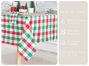 Nappe moderne 60*120 pouces Buffalo Plaid tissu à carreaux résistant aux taches d'eau lavable rouge vert pour pique-nique en plein air - Product Image 2