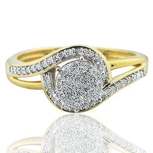 S925 Sterling Silver Gold Plated Round Shape Moisaanite Diamond Classic Anniversary Ring <b>Gift</b> for Women - Product Image 1