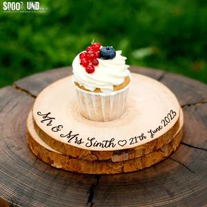 Elegant Handcrafted Round Acacia Wood Cake <b>Stand</b> - Rustic Chic Pastry & <b>Cupcake</b> Display for Weddings & Events - Product Image 5