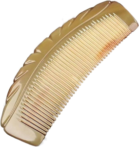 Peigne en corne de buffle avec pièce de qualité supérieure Lisseur de cheveux en corne de vache et de boeuf Outil de coiffure Peigne en corne de buffle - Product Image 1