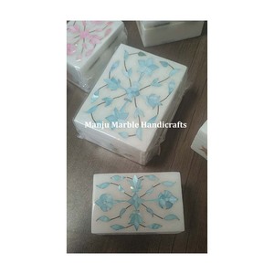 Caja con incrustaciones de mármol de artículo decorativo lujoso de diseño moderno de la mejor calidad con arte Floral de concha de mar de nácar para joyero - Product Image 6