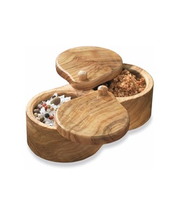 ที่เก็บเกลือทำจากไม้มะกอกสองชั้นเครื่องมือสำหรับสมุนไพรและเครื่องเทศ - Product Image 5