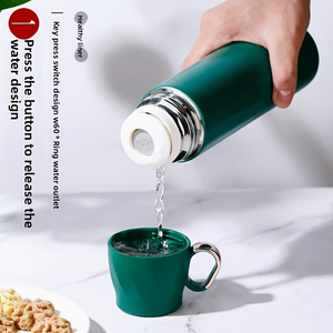 CL 500ml 304 Stainless Steel Vacuum Insulated <b>Thermos</b> <b>Bottle</b> with Cup Lid Handle for Office Car Travel - Product Image 2