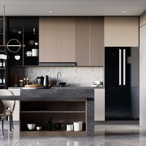 Handleless Kitchen Cabinets Gola Profile <b>Matt</b> <b>Lacquer</b> Modern Minimalist Kitchen Units for Luxury Apartments - Product Image 1