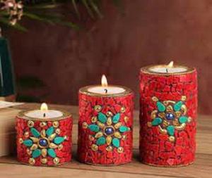 Soporte de vela de madera con incrustaciones de hueso y resina Festival-Use soporte de luz de té decorativo para decoración del hogar de f s i - Product Image 1