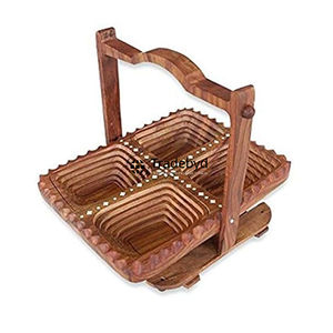 Panier à fruits secs en bois design moderne, écologique, en bois naturel, luxe, rangement et service pour la maison, pour Tradebyd - Product Image 3