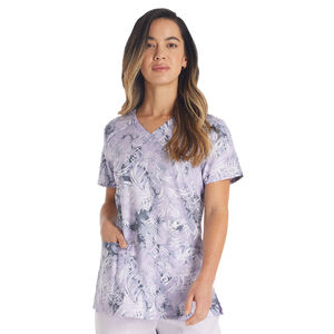 Liquidation Blouse médicale pour femme en polyester tricoté personnalisé, imprimé Tropic Distress, faible MOQ, par sublimation, pour uniformes hospitaliers, Needle - Product Image 1
