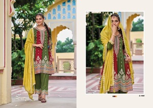 Últimos trabajos bordados al por mayor con seda Premium con pantalón y Dupatta - Product Image 5