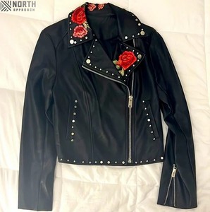 Chaqueta de moto marrón Vintage más vendida para mujer cuero de punto transpirable para estilo de motorista de moda - Product Image 5