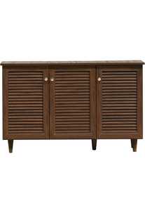 Modern kahverengi ahşap 3-<span class=keywords><strong>Door</strong></span> ayakkabı dolabı Louvered tasarım şık Entryway ayakkabı depolama organizatör ile koridor için - Product Image 4