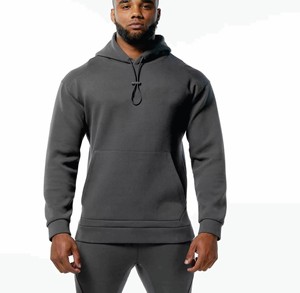 Bajo la demanda del cliente, sudaderas con capucha personalizadas de algodón 100% para hombre, camisetas de entrenamiento de gimnasio a la moda para correr, ejercicio de Hip Hop de invierno con frente sólido - Product Image 2