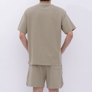 Conjunto de Ropa Urbana Personalizada para Hombre, Lavado Ácido, Camiseta y Pantalones Cortos, Camisetas de Hombros Caídos y Tejido Grueso - Product Image 4