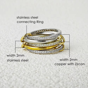 Spinelli Kilcollin Nhẫn Thép Không Gỉ Thiết Kế Hai Màu <span class=keywords><strong>Micro</strong></span> Trải Nhựa Đá Cubic Zirconia Bộ Năm Món Có Thể Xếp Chồng Lên Nhau Nữ Trang Sức Quà Tặng - Product Image 2