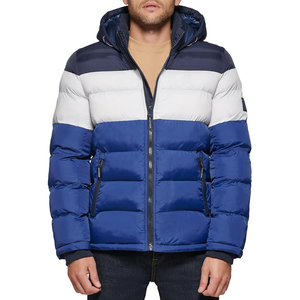 Mens Hooded Puffer Jacket Winter Quilted <b>Padded</b> Color Block Jacket Lightweight Warm Insulated Zip Up OuterwearFor Casual Outdoor - Product Image 1