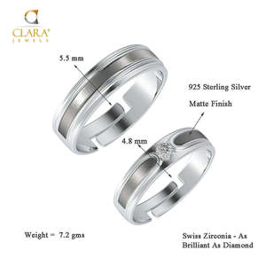 NOVAMART Fine Premium 925 Pure Sterling Silver Men's <b>Ring</b> Rhodium Plated with Diamond and Zircon Inlay Perfect Gift for <b>Couples</b> - Product Image 5