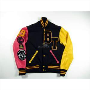 Autocollant numérique entièrement personnalisable Bomber Jacket Men Varsity Baseball Casual Button Design College Letterman Winter Wear Dyed - Product Image 3
