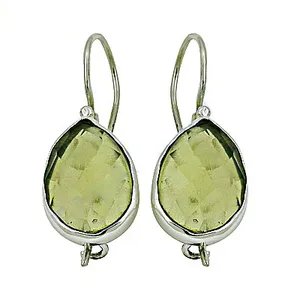 Pendientes de Plata 925 con Cristal de Cuarzo Limón en Forma de Lágrima, Estilo Moderno, para Mujer, Ideales para Fiestas, Aptos para Todas las Religiones - Product Image 1
