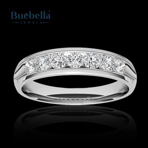 Offre Spéciale bague de fiançailles originale en argent sterling 925 en or blanc 18 carats 3mm avec diamant rond pour hommes - Product Image 1
