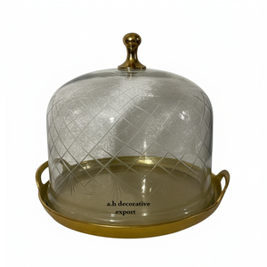 Exhibidor de Postres de Lujo de 2 Niveles, Base Dorada con Cúpula de Cristal, para Bodas y Fiestas, Centro de Mesa Elegante - Product Image 3