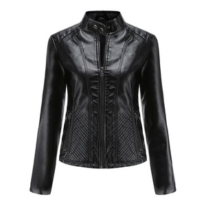 2025 nouvelles femmes automne Faux cuir Corset veste col rabattu manches longues taille haute fermetures à glissière court manteau en cuir PU - Product Image 3