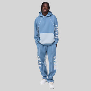 Newest Trending Design 100% Cotton Tracksuit Acid Wash Screen Printing Logo Stacked Trouser and Hoodie Oversized Tracksuit - Product Image 4