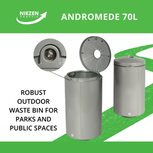 Poubelle en aluminium pour espace public résistant 70L ANDROMEDE avec socle triangulaire clé poubelle municipalité mobilier urbain extérieur - Product Image 2