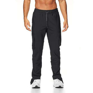 Pantalon d'été décontracté à cordon avec poches pour hommes Pantalon cargo style jogger Tissu en toile - Product Image 3