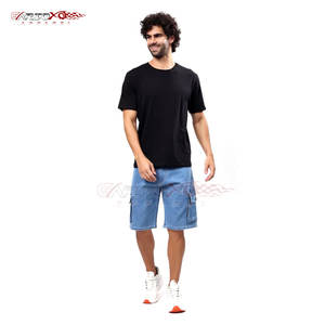 กางเกงยีนส์ขาสั้นลำลองสำหรับผู้ชายมีกระดุมปิดและมีหลายกระเป๋า - Product Image 5