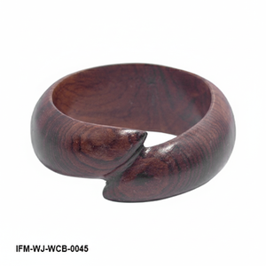 Bracelet manchette sculpté à la main en bois foncé, style bohème, en bois de rose massif, bijoux naturels pour femme - Product Image 4