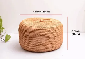 Última Colección 2026 Cestas Tejidas de Mimbre y Ratán, Artesanías Vietnamitas para Organización del Hogar, Artículos de Almacenamiento para Cocina - Product Image 2