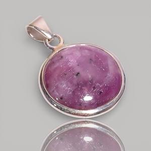 Pendentif en argent sterling 925 fait main de style ethnique 3.2gm rubis rond naturel de haute qualité 16X16X6mm charme à la mode pour les enfants - Product Image 3