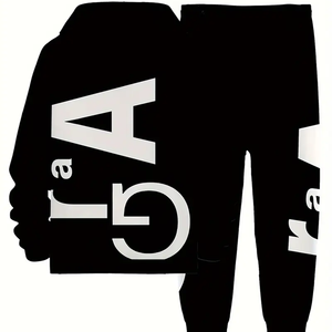 Sweat à capuche d'hiver pour hommes de haute qualité Alphabet élégant dessin impression épais et écologique strass techniques - Product Image 1