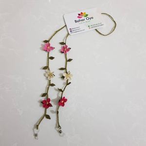 İğne Oyası Çiçek Gözlük İpi Açık Pembe-Krem-Pembe - Product Image 1
