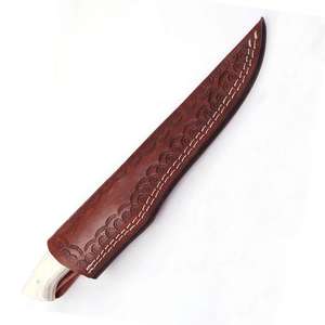 Couteau de pêche personnalisé fait main Jexmoo, lame en acier Damas, couteau à fileter avec étui en cuir, cadeau pour pêcheur - Product Image 6