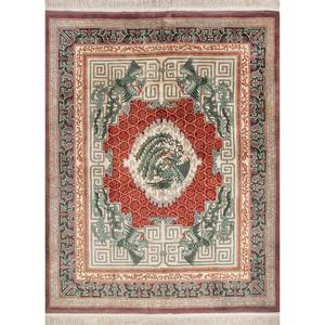 Alfombras de Lana Pechino Ivory Anudadas a Mano, Rectangulares de 9x12, con Medallón Abstracto Estilo Tabriz para Sala de Estar, Pae-5945 - Product Image 1