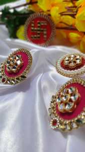 Indian Theme Brooches Swastik & Floral Design Brooch Sherwani Pin Blazers & Jackets Pin Wedding Or Festival Pins Handmade Favors - Product Image 2