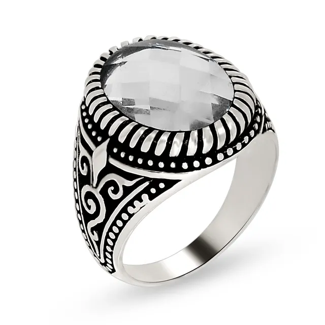 Anillo de moda para hombre, fabricante de joyería de plata de cristal 2024-25, anillo Wending de Plata de Ley 925 sólida OEM para niña