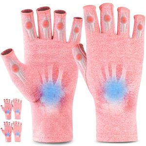 Nylon Spandex Half-Finger Sports Gloves with Compression Hand <b>Wrist</b> <b>Support</b> Pull-On Closure for <b>Arthritis</b> Patients - Product Image 1